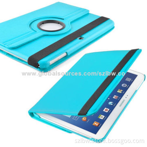 Light Blue Case for Galaxy Tab3 10.1, 360 Rotating Leather Cover Stand P5210P5200